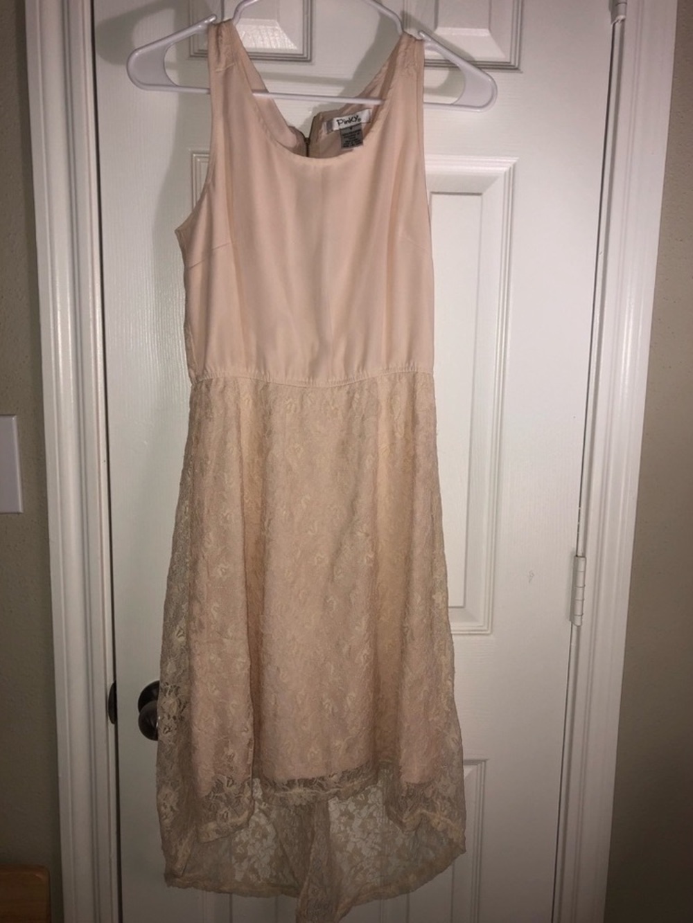 Coach Girls Cream Lace High-Low Dress